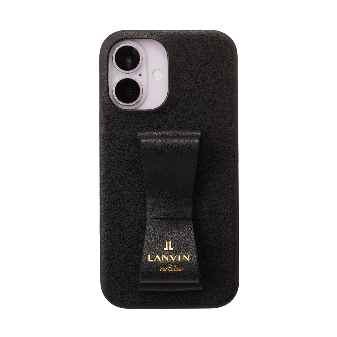 LANVIN en Bleu WRAP CASE POCKET MONOGRAM WITH NECK STRAP ネックストラップ付 スマホ Lanvin en Bleu - Slim Wrap Heart Pocket for iPhone 14 [ Black