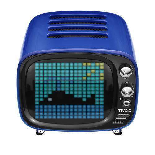 Divoom TIVOO Bluetoothスピーカー レトロテレビ風 紺 レトロテレビ風のBluetoothスピーカー「Tivoo」、ピクセルアート