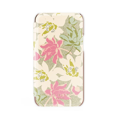 Ted Baker - Folio Case for iPhone 13 mini - Flowers Cream Rose Gold