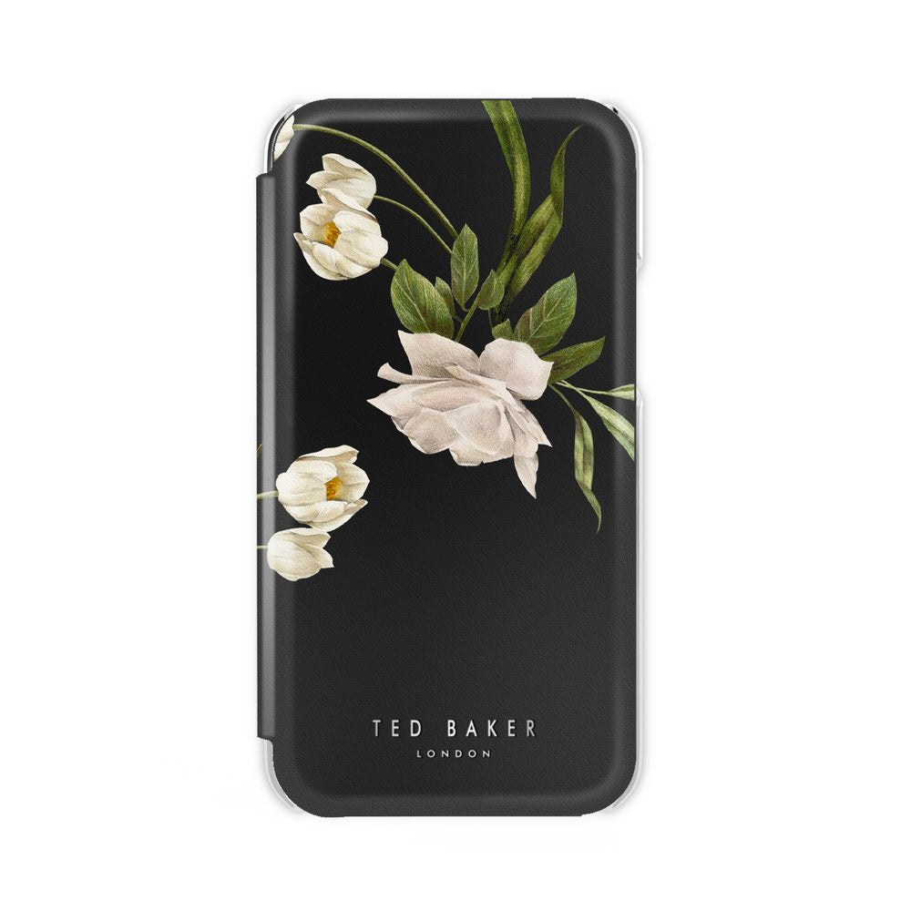 Ted Baker - Folio Case for iPhone 13 Pro Max - Elderflower Black Silver