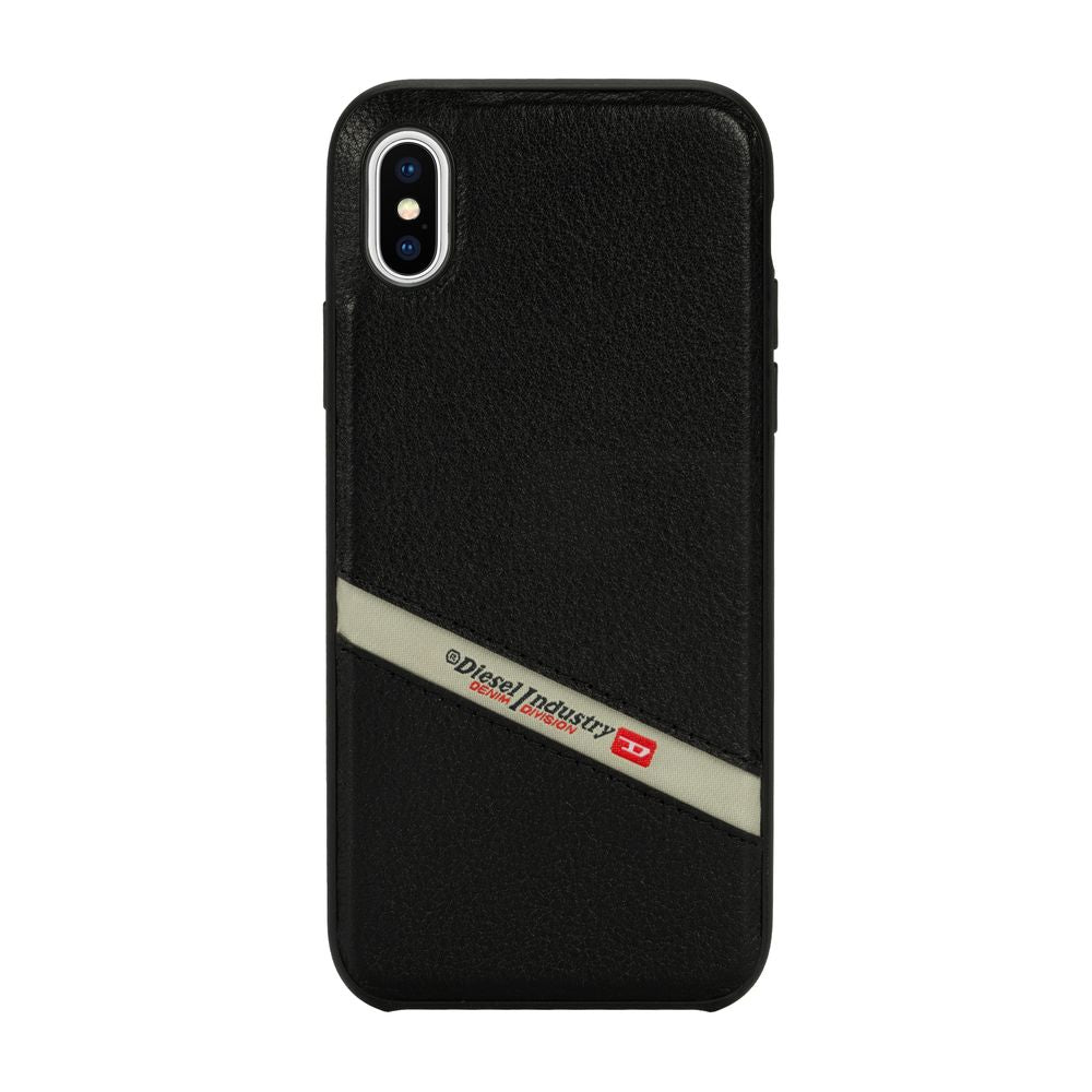 DIESEL - Leather Co-Mold Case Black Leather Diagonal Logo for iPhone XS Max / ケース - FOX STORE