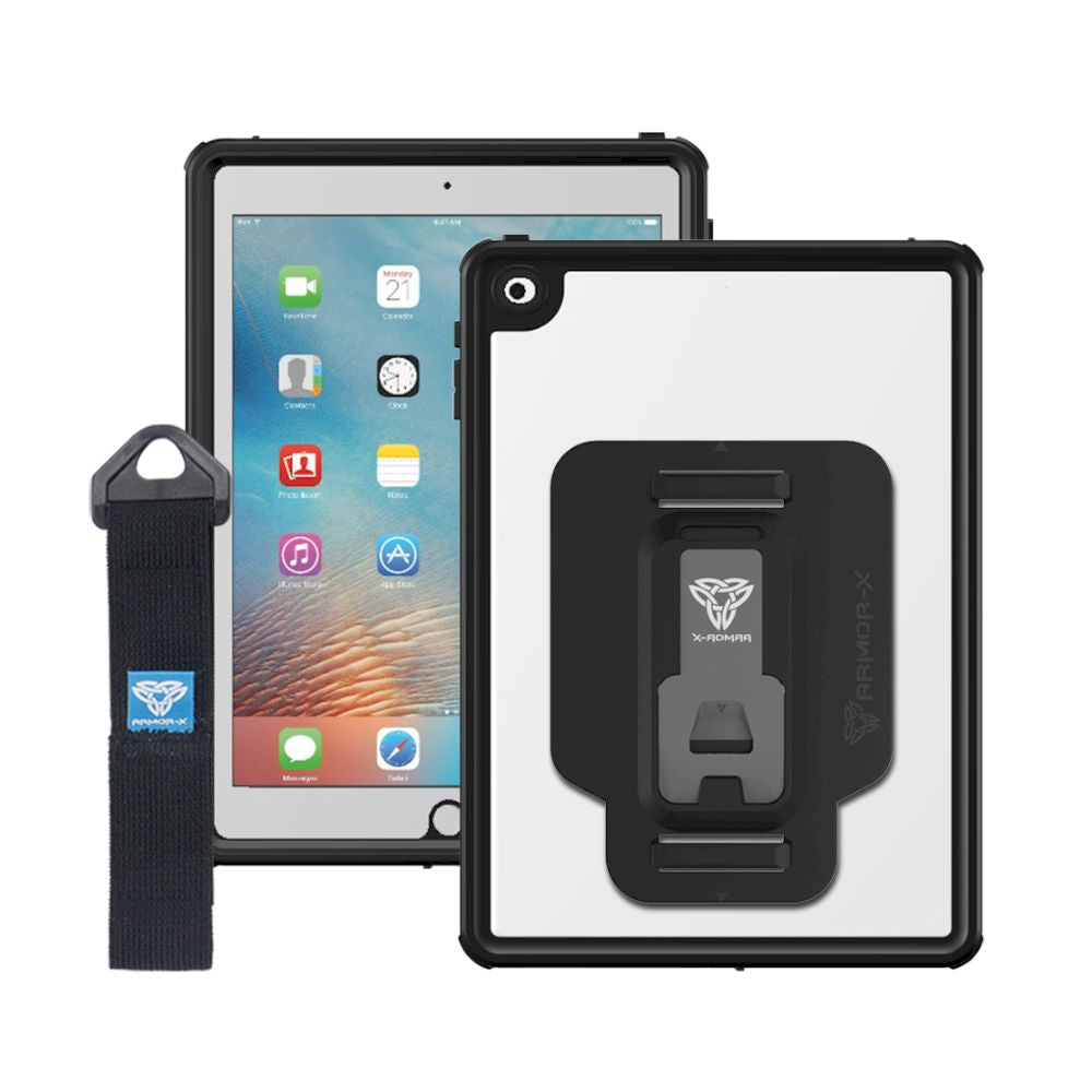 ARMOR-X - Waterproof Protective Case With New Adaptor And Hand Strap for iPad 10.2 - Black