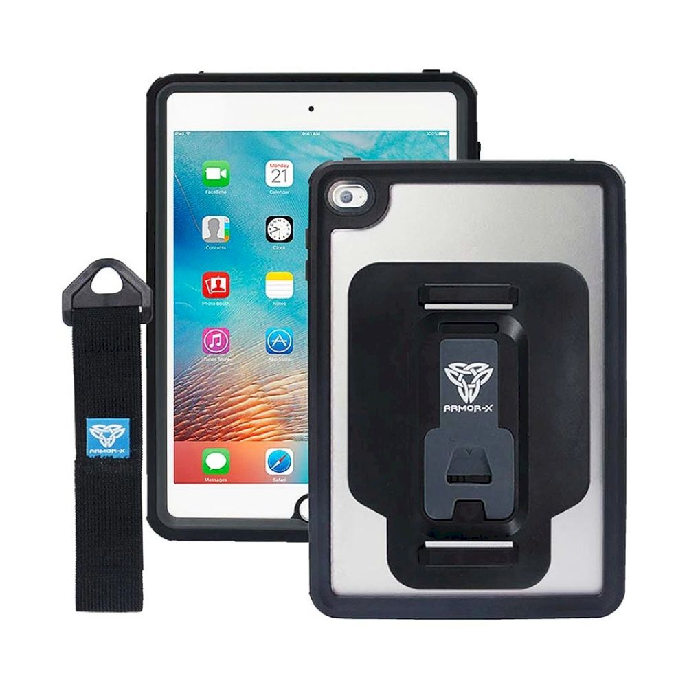 ARMOR-X - IP68 Waterproof Case With Hand Strap for iPad mini 4 - Black