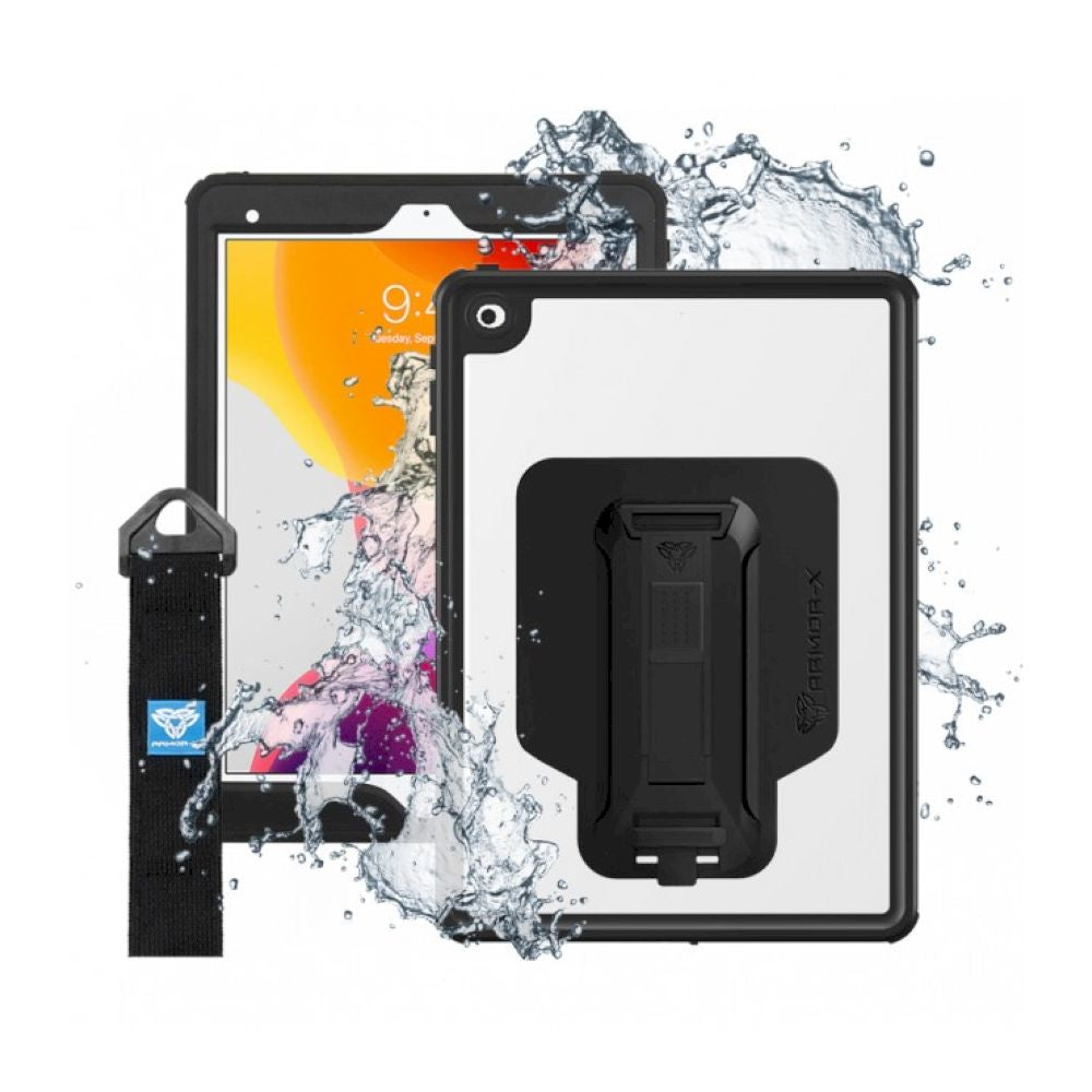 ARMOR-X - IP68 Waterproof Case With Hand Strap for iPad 10.2 第7世代 - Black