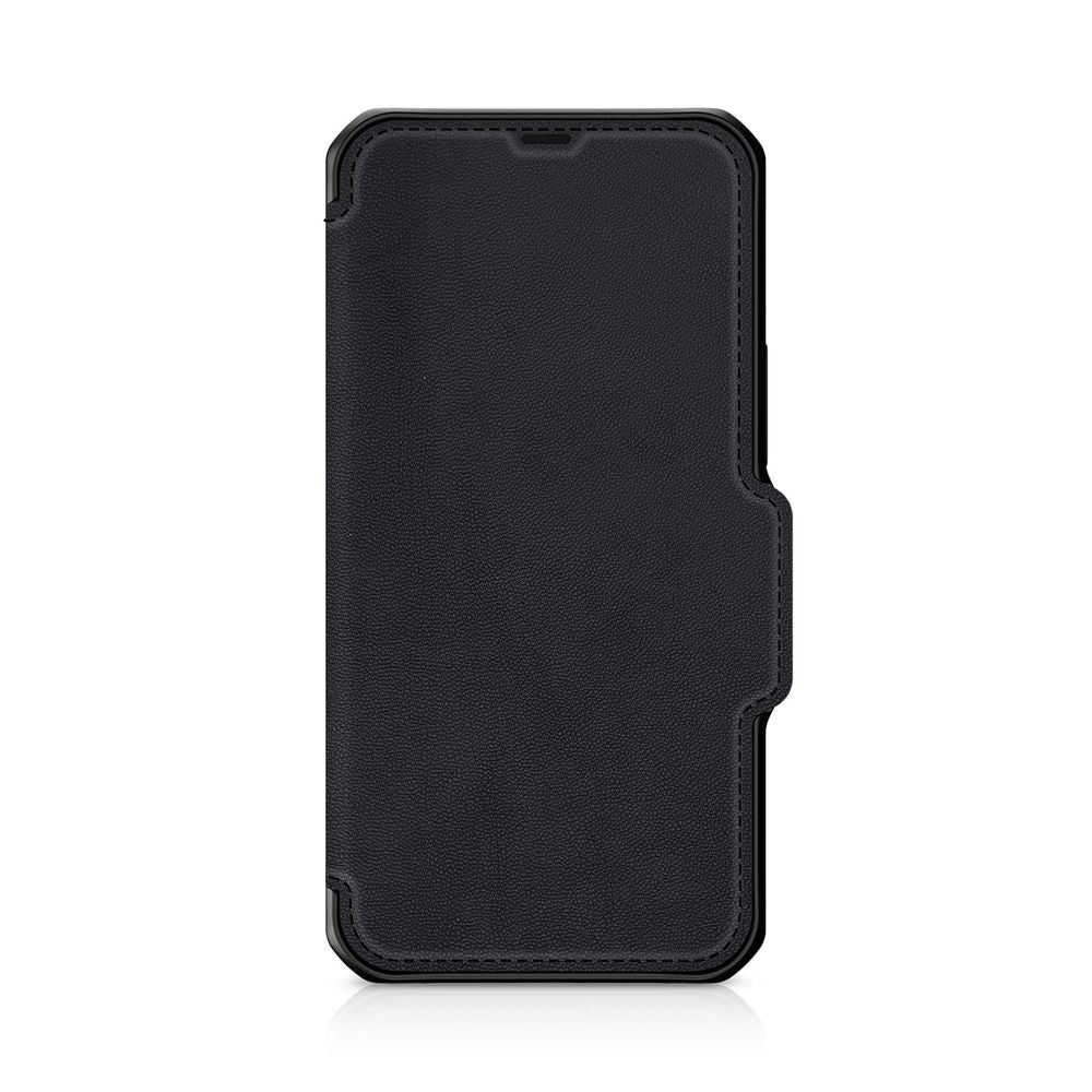 ITSKINS - Hybrid Folio Leather for iPhone 12/12 Pro [ Black with RE:CYCLED Leather ] - Black with RE:CYCLED Leather