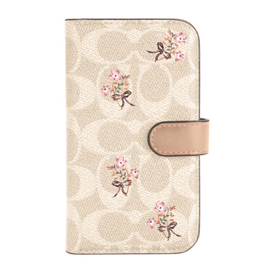 Coach - Folio Case for iPhone 12 mini - Floral Bow Signature C Sand/Multi Printed/Glitter Accents