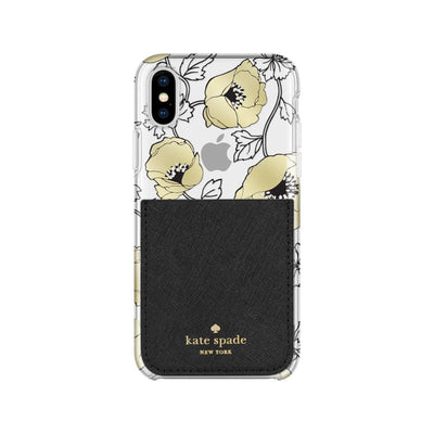 kate spade new york - Gift Set: Sticker Pocket (Black) & Protective Hardshell Case For iPhone XS/X (Dreamy Floral Black/Gold/Clear)