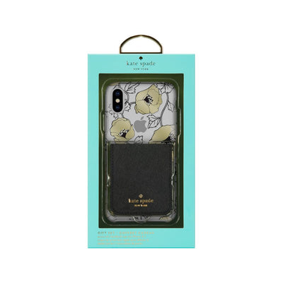 kate spade new york - Gift Set: Sticker Pocket (Black) & Protective Hardshell Case For iPhone XS/X (Dreamy Floral Black/Gold/Clear)