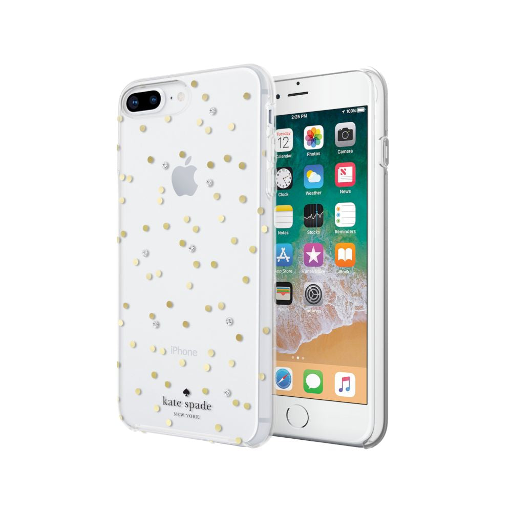 kate spade new york - Protective Hardshell Case (1-PC Co-Mold) for iPhone 8/7/6s/6 Plus - Scatter Dot Gold with Gems