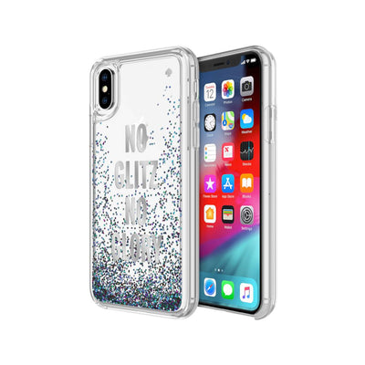 kate spade new york - Liquid Glitter Case For iPhone XS/X - No Glitz No Glory Silver Foil/Mermaid Glitter/Clear