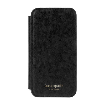 kate spade new york - Folio Case for iPhone 12mini - Black Crumbs/Black PC/Gold Sticker Logo