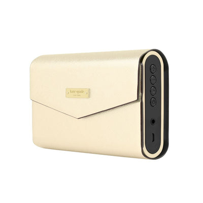 kate spade new york - Portable Wireless Speaker With Cover - Black/Gold Trim / Gold Saffiano Cover