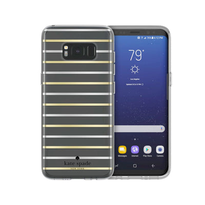 kate spade new york - Protective Hardshell Case For Samsung S8 - Surprise Stripe Clear/Silver/Gold