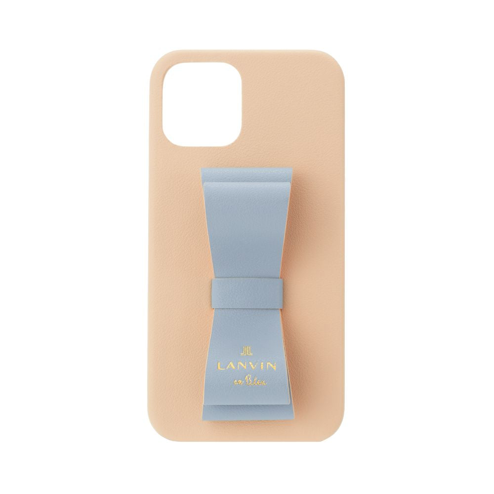 LANVIN en Bleu - Slim Wrap Case STAND & RING RIBBON 2 Tone for iPhone 12/12 Pro - Baby Blue × Beige