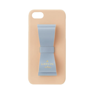 LANVIN en Bleu - Slim Wrap Case STAND & RING RIBBON 2 Tone for iPhone SE 第2世代/8/7 - Baby Blue × Beige