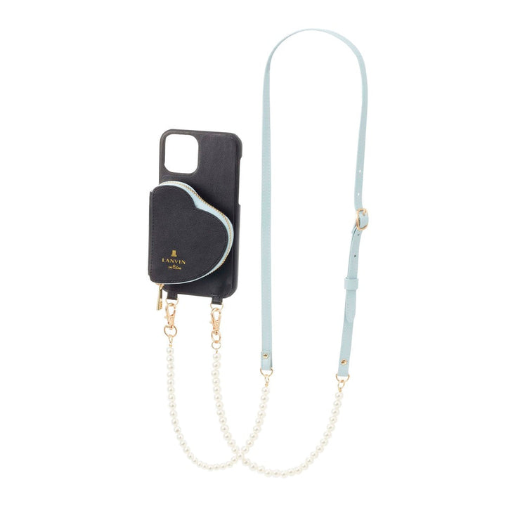 ランバン オン ブルー LANVIN en Bleu WRAP CASE POCKET SIMPLE HEART WITH PEARL TYPE  NECK STRAP ストラップ – FOX STORE