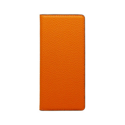 LORNA PASSONI - German Shrunken Calf Folio Case for Xperia 5 - Orange×Tinfoll Gray