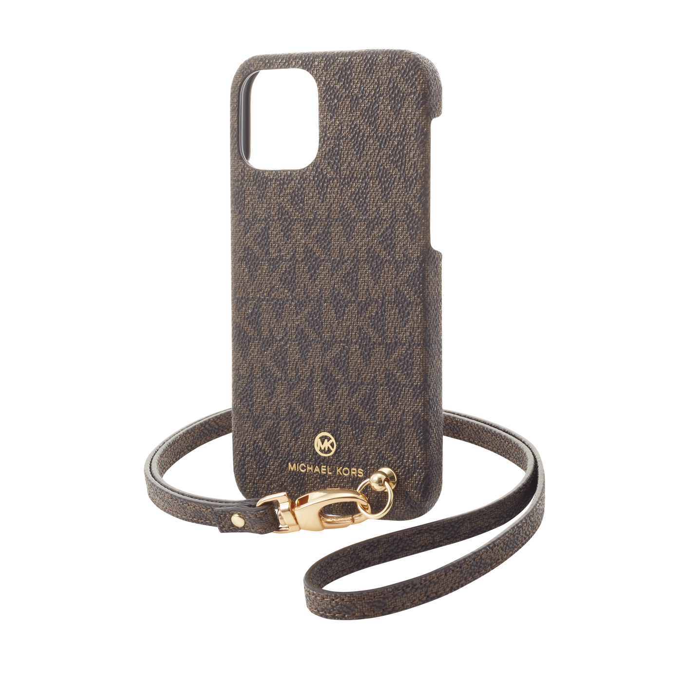 MICHAEL KORS - Slim Wrap Case Signature with Neck Strap - Magsafe for iPhone 12 mini - Brown