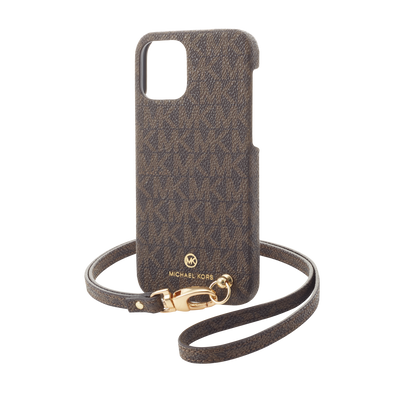 MICHAEL KORS - Slim Wrap Case Signature with Neck Strap - Magsafe for iPhone 12 mini - Brown