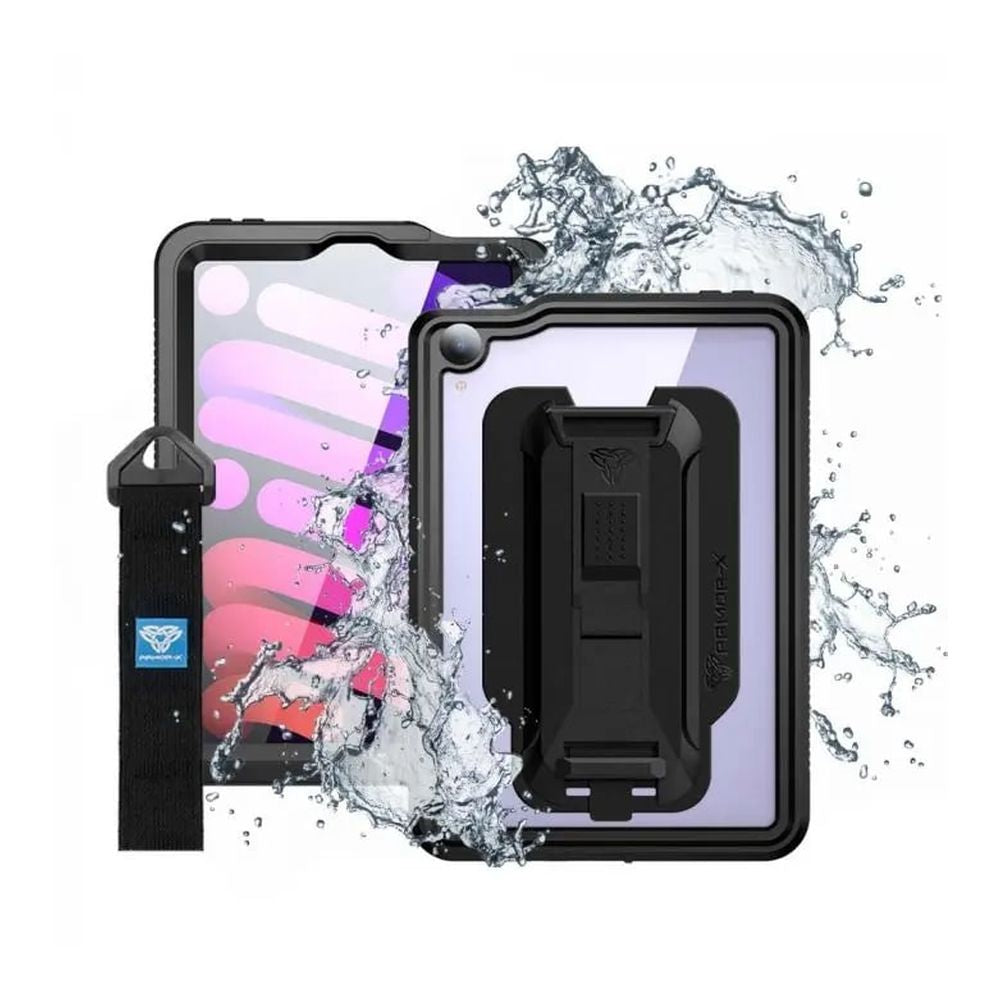 ARMOR-X - IP68 Waterproof Case with Hand Strap for iPad mini ( 6th ) [ Black ] - Black