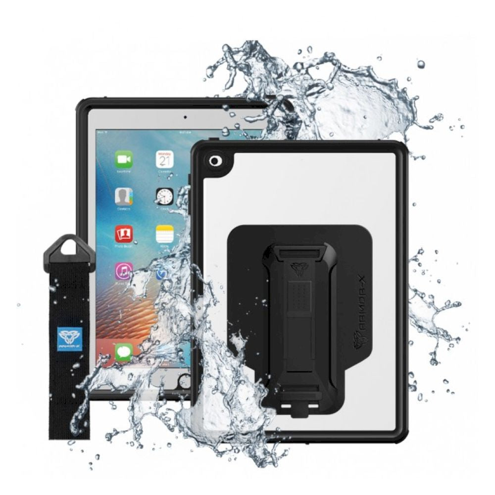 ARMOR-X - IP68 Waterproof Case With Hand Strap for iPad 9.7 第6世代 - Black
